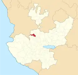 Location of the municipality in Jalisco