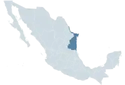 Location of Tamaulipas within mexico