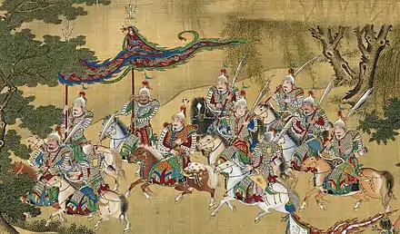 Ming dynasty cavalrymen holding short guandao