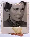 Miriam Kohany, 1943, photo torn from an identity card, photographer unknown, archive of Ewa Kuryluk.