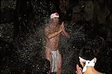 Night misogi under a waterfall at Tsubaki Grand Shrine