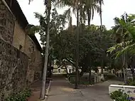 Mission Santa Barbara cemetery. Over 4000 Chumash Indians were buried here. Tombstones and mausoleums designate non-Indians.