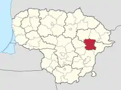 Location of Molėtai district municipality within Lithuania