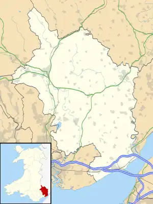 Map of Monmouthshire showing the locations of the Three Castles