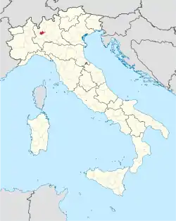 Map highlighting the location of the province of Monza and Brianza in Italy