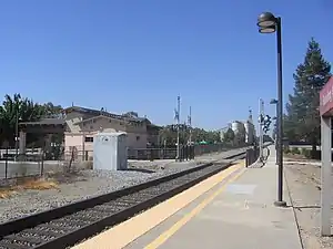 A suburban railroad station platform