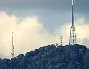 Telephoto view of the three transmission towers on Mount Nardi