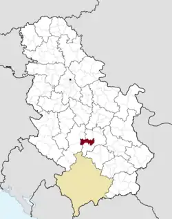 Location of the municipality of Aleksandrovac within Serbia