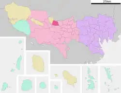 Location of Musashimurayama in Tokyo