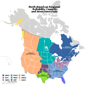 The two major and three minor interconnections of North America