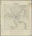 Topographical map of area around Fort van den Bosch (Ngawi), ca. 1845