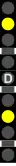 Two-shot grade time signal, switch set to diverge, next signal is a home signal set to diverge and red only due to grade timing