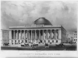 Black-and-white sketch of the Merchants' Exchange Building