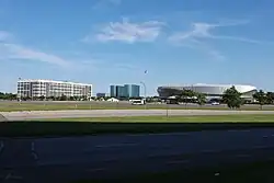 The skyline of the Nassau Hub, as seen in 2021.