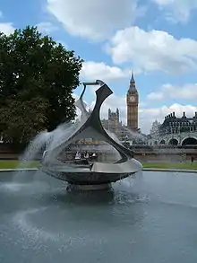 Revolving Torsion kinetic sculpture/fountain by Naum Gabo