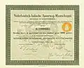 Share of the Nederlandsch-Indische Spoorweg-Maatschappij, issued 9 March 1920