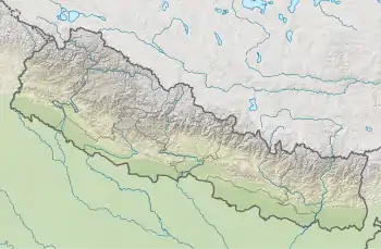 Location of the frozen lake Gorakshep in Nepal.