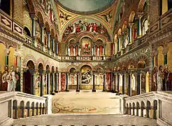 Arches in throne room of Neuschwanstein Castle, Bavaria, Germany (1886 photochrom print)