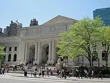 Façade of the New York Public Library Main Branch building, which replaced the Lenox Library