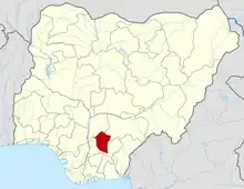 Nsukka is located in Enugu State which is shown here in red.