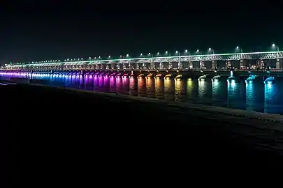 Night view of Prakasam Barrage