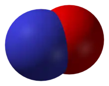 Space-filling model of nitric oxide