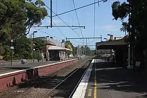 Southbound view from North Brighton Victoria platform 1 facing towards platform 2