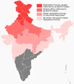 North India according to varied definitions