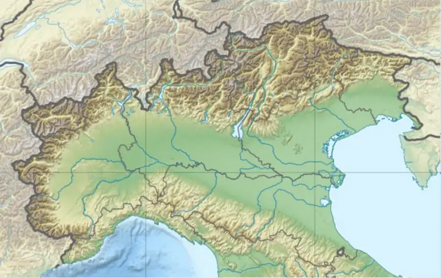 Map showing the location of Miage Glacier