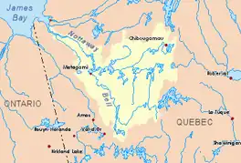 Map of Nottaway River watershed