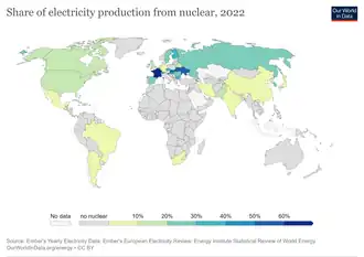 Image 54Share of electricity production from nuclear, 2022 (from Nuclear power)