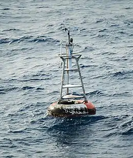 The weather buoy moored at the coordinates of Null Island, located at 0°N 0°E