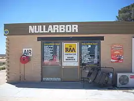 Nullarbor roadhouse distances sign in 2008