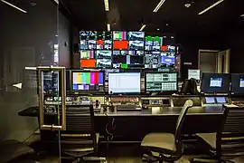 A broadcast control room at NU-Q's campus