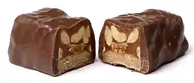 A split Oh Henry! bar