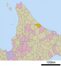 Location of Okoppe in Hokkaido (Okhotsk Subprefecture)