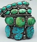 old and new Navajo bracelets with turquoise