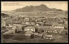 Old photo of Mindelo, seen from above