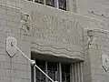 "Dedicated by the railways of Omaha the service, comfort and convenience of the people," etched in stone above an entrance to the Union Station in Omaha.