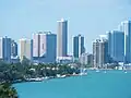 The district skyline as seen from Biscayne Bay to the east