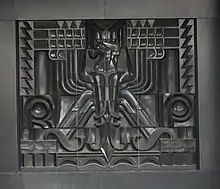 Mieczysław Kotarbiński, Coat of arms of Poland, basalt relief  in Art Deco style, Warsaw, 1931.