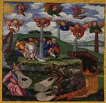 Image 19The Giving of the Seven Bowls of Wrath / The First Six Plagues, Revelation 16:1–16. Matthias Gerung, c. 1531 (from List of mythological objects)