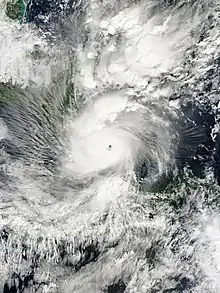 Visible satellite imagery of Hurricane Otto moving ashore the coastline of Nicaragua on November 24