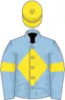 Light blue, yellow diamond on body