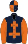 Dark blue, orange cross of lorraine and sleeves, quartered cap