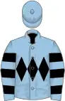 Light blue, black triple diamond, hooped sleeves