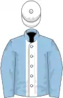 Light blue, white stripe, white cap