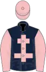 Dark blue, pink cross of lorraine, sleeves and cap