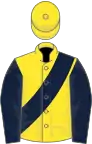 Yellow, Dark Blue sash and sleeves