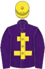 Purple, yellow cross of lorraine, yellow cap